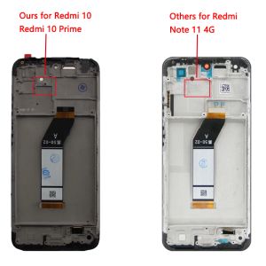 Originele LCD voor Xiaomi Redmi 10 LCD Display Touch Paneel Screen Digitizer -assemblage voor Redmi 10 Prime 21061119ag LCD met frame