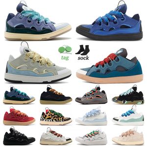 Originele lederen stoepcurb casual schoenen kleding schoenen mannen dames sneakers grijs blauw grijs donkergroen licht blauw racer blauw licht grijs blauw rood wit ivoor