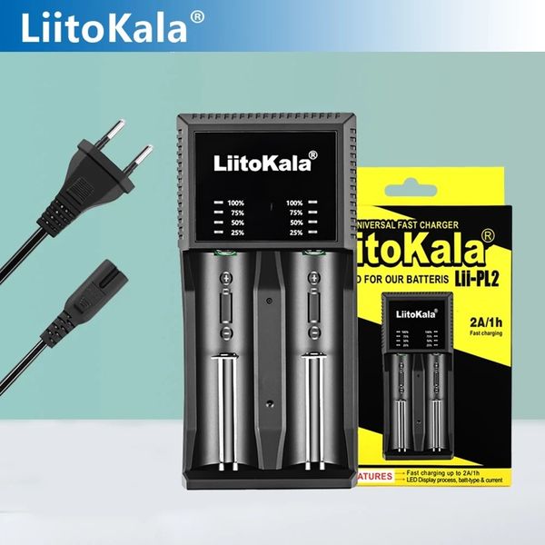 Chargeur de batterie d'origine Liitokala Lii-PL2 LED 2 emplacements pour 18650 3.7V 18350 18500 21700 20700B 10440 26650 1.2V batterie li-ion Ni-MH charge intelligente