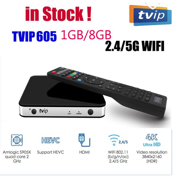 Décodeur Linux d'origine TVIP 605 530 double système android amlogic s905x 2.4G/5G WIFI TVIP605 lecteur multimédia PK mag322 w1