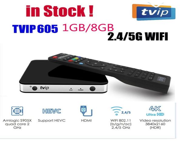 Box Top Box original de Linux TVIP 605 530 Sistema dual Android Amlogic S905X 24G5G WiFi TVIP605 Media Player PK MAG322 W18083014