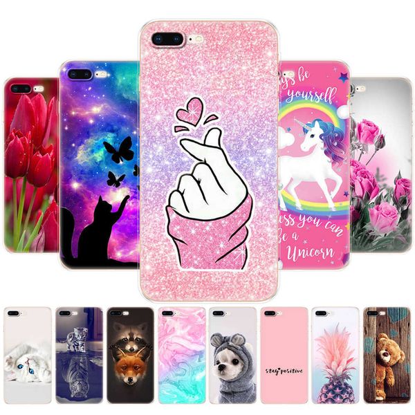 Pour Iphone 7 8 étui silicone souple TPU couverture de téléphone arrière Apple IPhone Plus Etui pare-chocs Coque de protection peinture Shell