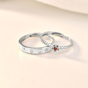 Original Petit Prince Rose S925 Bague en argent sterling pour couple Paire de bijoux de printemps ornement coréen