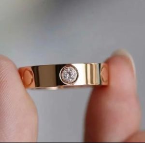 Origineel logo graveren 6mm diamant LOVE Ring 18K Goud Zilver Rose 316L Roestvrij Stalen Ringen Dames mannen liefhebbers bruiloft Sieraden Dame Feest groot VS maat