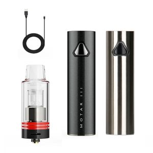 Originele Longmada Motar 3 Wax Verwarmers Kit 1700mAh Zwart zilveren Pen Temperatuurregeling Spoelloze kwarts Bucket Vertex-luchtstroomkamer Spinning Balls