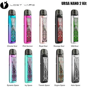 Original LostVape Ursa Nano 2 Kit Vape 22W 900mAh Batería 2,5 ml Cartucho Ursa 0.6ohm/0.8ohm Control de flujo de aire ajustable Cigarrillo electrónico