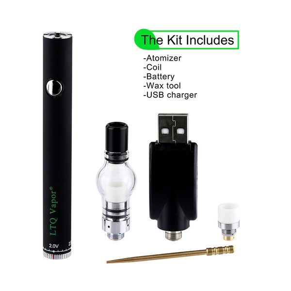 Atomiseur original de globe en verre LTQ avec double bobine de quartz en céramique / métal VS crâne / globe en verre courbé / double ampoule / kit de vaporisateur de cire à pointe en verre complet