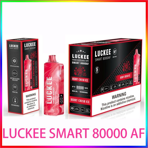 Original LUCKEE SMART 8000 AF 20 ml e-liquide 600 mah batterie type c bobine de maille rechargeable avec indocateur LED débit d'air réglable crazvapes
