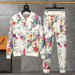 Origineel luxe merk van hoge kwaliteit vol bloemenprint, mode, sport, casual jasje, broekpak