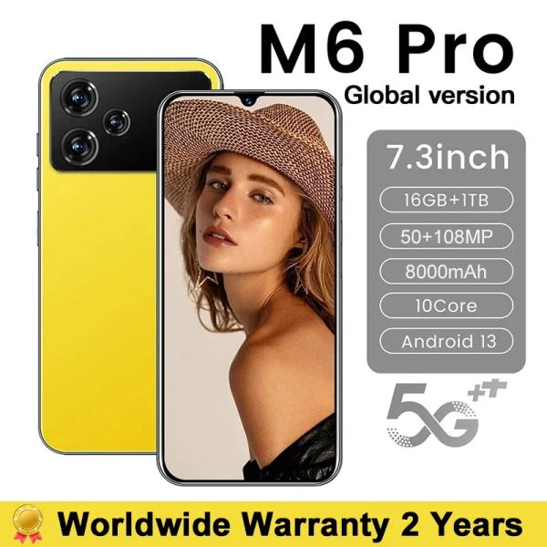 Original M6 Pro Smartphone versión Global 5G nuevo 7,3 pulgadas HD teléfono teléfonos 16GB + 1TB teléfono móvil Android13 teléfonos móviles