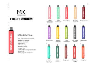Original MaskKing High GTS 2500 Puffs Cigarrillo electrónico desechable 1500 mAh Batería recargable 10 sabores 2% 5% Capacidad Bobina 22 ml OEM ODM VAPE Piña Pomelo