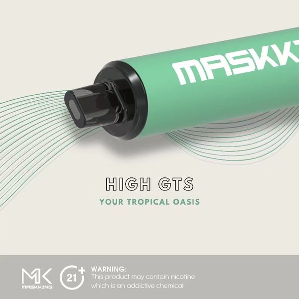 Original MaskKing High GTS 2500 Puffs E-cigarette jetable 1500mAh Batterie rechargeable 10 Saveurs 2% 5% Capacité Bobine 22 ml OEM ODM VAPE Energy Juice