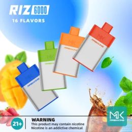 Originele Maskking RIZ 6000 Rookwolken Wegwerp E-sigaretten Vape Pen starterkit 14 ml Pod 650 mah Batterij china Authentieke groothandel vapers desechables bladerdeeg 6K