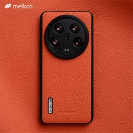 Originele Melkco Echte koeienhuid lederen slanke hoes voor Xiaomi 14 Ultra Business Back Cover