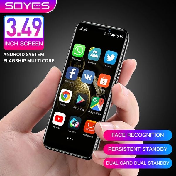 Téléphones portables d'origine Soyes S10-H Android 9.0 4G LTE Smartphone 3.5 '' Super Mini Telefone 3 Go 64 Go Haut de gamme débloqué Face ID Téléphone portable PK S9 K15