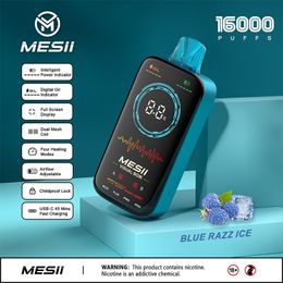 MESII Visual Visual Boxx 16000 Puffs Fumot Puff 16k Dermable E Cigarettes avec Batterie rechargeable en plein écran 20 ml Appareil