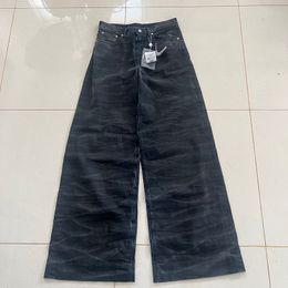Originele MM gewassen losse jeans watergolf micro hoorn rechte ton brede grijze jeans high street casual jeans losse hiphop jeans voor heren