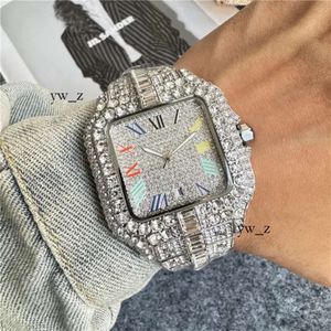 Originele Moissanite Luxury Mens Watch Cart Iced Out Santo Designer kijkt van hoge kwaliteit diamanten horloge voor mannen Montre de Luxe Dhgate New 393