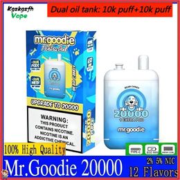 Origineel Mr. Goodie 20000 Puff Disposable Vape Pen 650mAh 20 ml+20 ml Dubbele Oil Pods 10K Puffs+10K Puffen PREIVE VOET 12 FLAVORS TYPE-C Dubbele tank Dubbele mesh Coil e-cigs