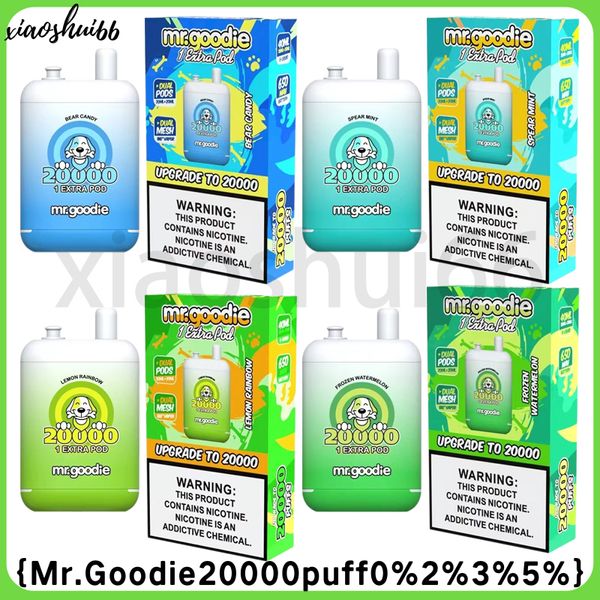 Original Mr. Goodie 20000 bouffées jetables Vape rechargeables E cigarettes 20K bouffée maille bobine 12 couleurs 20ML * 2 E-liquide bouffée 20k 2% 5% stylo à cigarette électronique jetable.