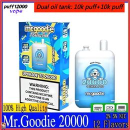 Origineel Mr. Goodie 20000 Puffs Wegwerp vape pen 650 mAh Type-C dubbele tank dubbele mesh spiraal puff 20k apparaat voorgevuld 12 smaken e sigaretten pod puffbars