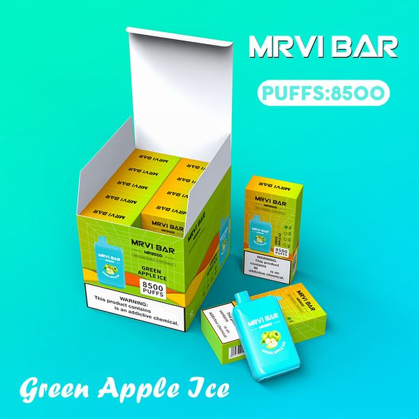 Original Mrvi Bar 8500 Puffs Vape desechable Bobina de malla E Cigarrillos 15 ml Pod Tipo-C Puerto Batería recargable VS RandM Tornado 9K 12k Vaporizador