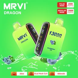 Mrvi Dragon original 13k bocanadas desechables e cigarrillos vape 10 sabores duales malla bobina 2% 3% 5% cigs electrónicos recargables buff 12k
