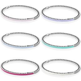 Original multicolore coeurs rayonnants avec Bracelet en zircone cubique Fit mode 925 Bracelet en argent Sterling perle charme bijoux à bricoler soi-même 2204204k