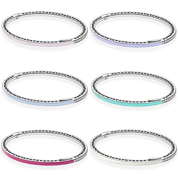 Corazones radiantes multicolores originales con brazalete de circonio cúbico apto para pulsera de plata de ley 925 dije de cuentas joyería Diy 2204294g