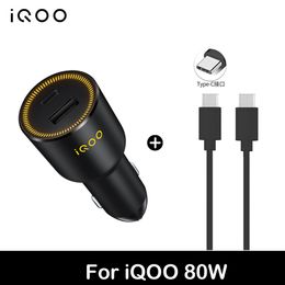Original nouveau pour Vivo IQOO 80W Chargeur de voiture Chargeur Flash Chargeur Fast Charging Car Téléphone avec chargeur de câble 6A pour