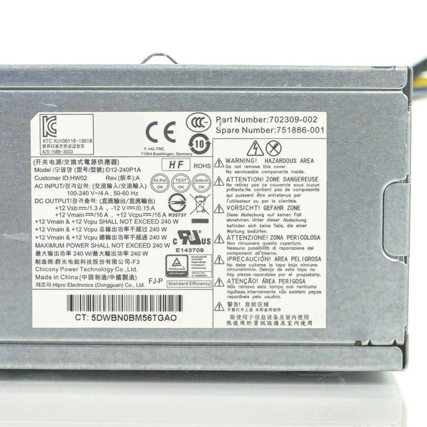 Nueva fuente de alimentación Original para HP ProDesk 400 600 800 690 G1 G2 G3 99 Z230 SFF 6Pin 240W para D12-240P1A 702309-002 751886-001