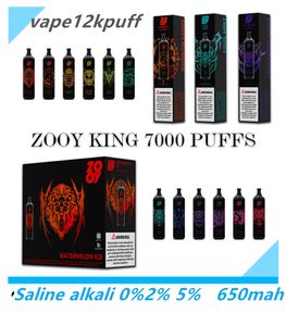 Nouveau produit original ZOOYKING 7000puffsvaperE atomiseur de brouillard d'eau de cigarette pod650mAh, 7kpuffsvapes 16 ml rechargeable type C Teneur en nicotine 0% 2% 5%