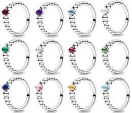 Originele nieuwe S925 Ring Twaalf maanden geboortesteen kralen met kristal voor vrouwen sieraden Verjaardag Geschenk 7480037627496