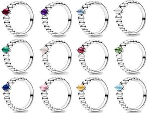 Originele nieuwe S925 Ring Twaalf maanden geboortesteen kralen met kristal voor vrouwen sieraden verjaardagscadeau74800333137040