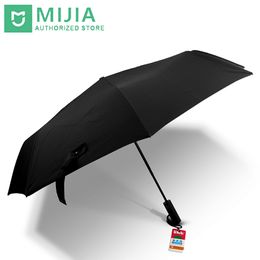 Original nuevo Xiaomi Mijia paraguas automático soleado lluvia aluminio a prueba de viento impermeable UV hombre mujer verano invierno 201112