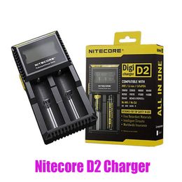 NiTecore D2 Digi Digi Digicharger LCD Pantalla Batería inteligente 2 Dual Slots Charge para IMR 18650 26650 20700 21700 Batería universal de iones de litio auténtico