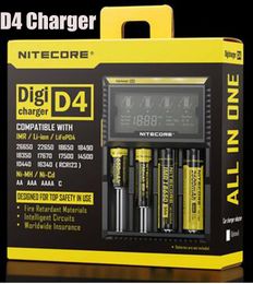 Cargador original Nitecore D4 Digicharger Pantalla LCD Batería Inteligente 4 ranuras duales Carga para IMR 16340 18650 14500 26650 18350 Batería universal de iones de litio