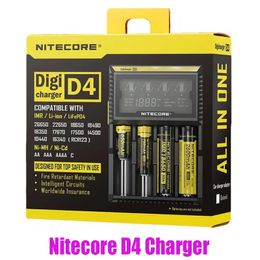 Originele Nitecore D4 Digi Charger Digicharger LCD Display Battery Intelligent 4 Dual Slots Laad voor IMR 18650 26650 20700 21700 Universal Li-ion Batterij Authentiek