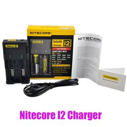 Nitecore Original New I2 Charger LCD Affichage Batterie Intelligent 2 Dual Slots Charge pour IMR 14500 18650 26650 20700 21700 Chargeurs de batterie Universal Li-ion authentique
