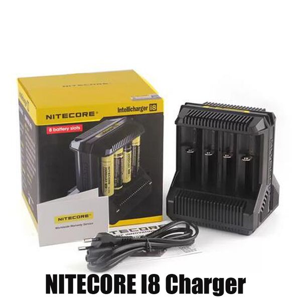 Cargador original Nitecore I8 Digicharger Inteligente 8 ranuras Carga rápida para IMR 16340 18650 14500 18500 26650 18350 26500 Batería universal de iones de litio EE. UU. Reino Unido Enchufe de la UE