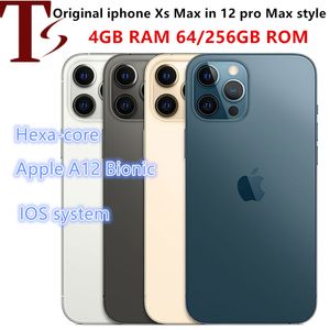 Apple Original iPhone XSmax en 12 Pro Max Style Teléfono desbloqueado con 12PROMAX BoxCamera Apariencia 4G RAM 256GB ROM Smartphone