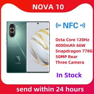 Original officiel nouveau huawei nova 10 téléphone mobile harmonios 2 octa core 120hz 4000mah 66w snapdragon 778g 50mp arrière trois caméras