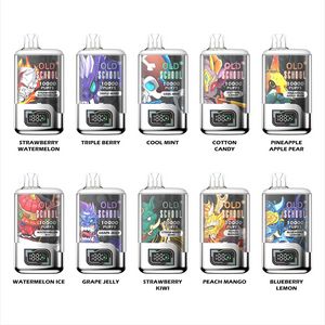 Vape de hojaldre de la vieja escuela original 10000 Vapes Vapes desechables Puff 650mAh Tipo-C Batería de recarga de 20 ml Bobina de malla de vaina Precañón 0% 2% 5% con visual