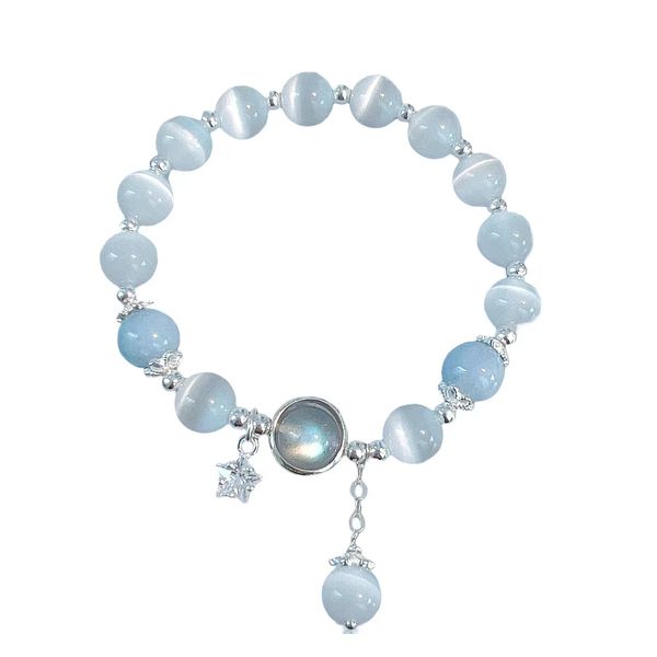 Bracelet Original en cristal opale bleu de mer, trésor clair de lune, élastique de luxe léger pour filles et femmes, accessoires de bijoux
