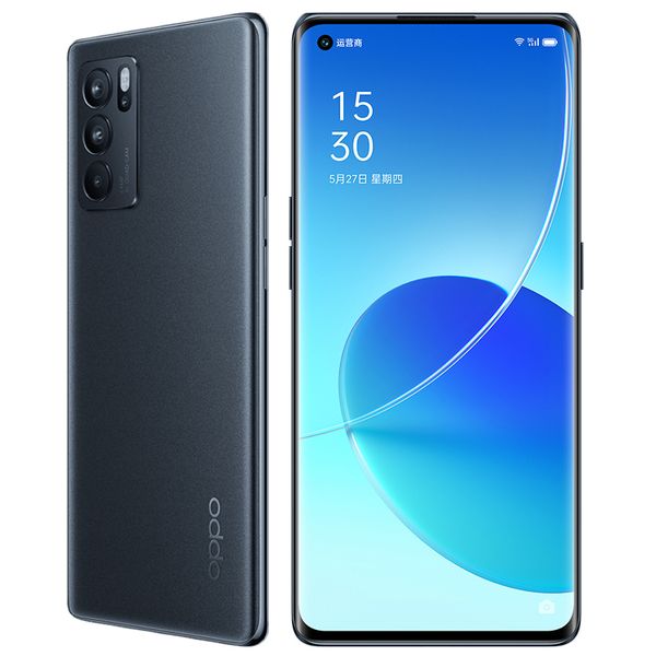 Original Oppo Reno 6 Pro 5G Phone Mobile 8 Go RAM 128 Go Rom MTK Dimensité 1200 64MP Android 6,55 pouces AMOLED ID d'empreinte digitale en plein écran NFC 4500MAH SMART