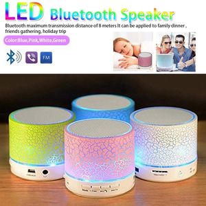 Originele draagbare Super Mini LED Bluetooth-luidsprekers Draadloze kleine muziek Audio TF USB FM Light Stereo Geluidspreker voor Telefoon met Mic Fit Cellphone PC