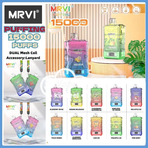 Puff 15000 original MRVI Puffing 15k Puff Vaper Vapes desechables 750mAh Batería 25 ml Capacidad de aceite de jugo E CIRTETA EN