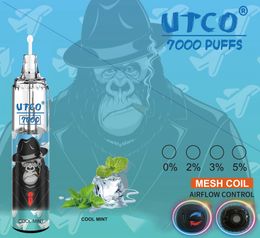 Puff original 7000 UTC vape jetable Vape sigaretta elettronica 0% 2% 5% 14ML Pod Mesh Coil 1000mah Batterie rechargeable 26 saveurs tornado 7000 bouffées 7k bouffées