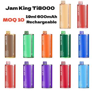 Original Puff 8000 cigarrillo electrónico Jam King Ti8000 Vapes desechables al por mayor 19 ml 8000 inhalaciones Pantalla de pantalla Bulk Bang Vape Pen vs Old School Aivono