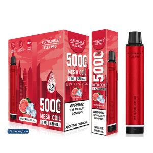 Originele PUFF DOUBLE FLEX PRO 5000 bladerdeeg Vape Wegwerp E-sigaret 650 mah Oplaadbare Batterij Vape Pen 11 ml Voorgevulde Pods Apparaat